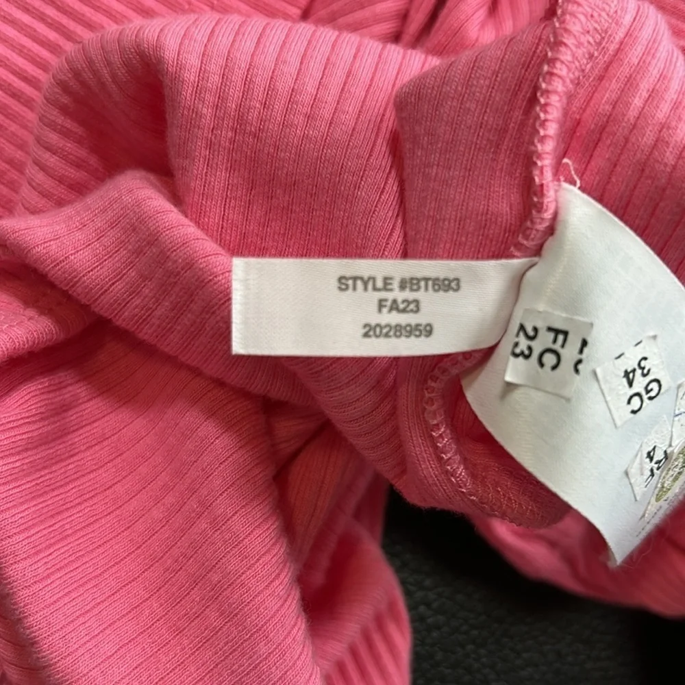 J Crew Vintage rib puff sleeve top Pink lightweight cotton long sleeve Sz L